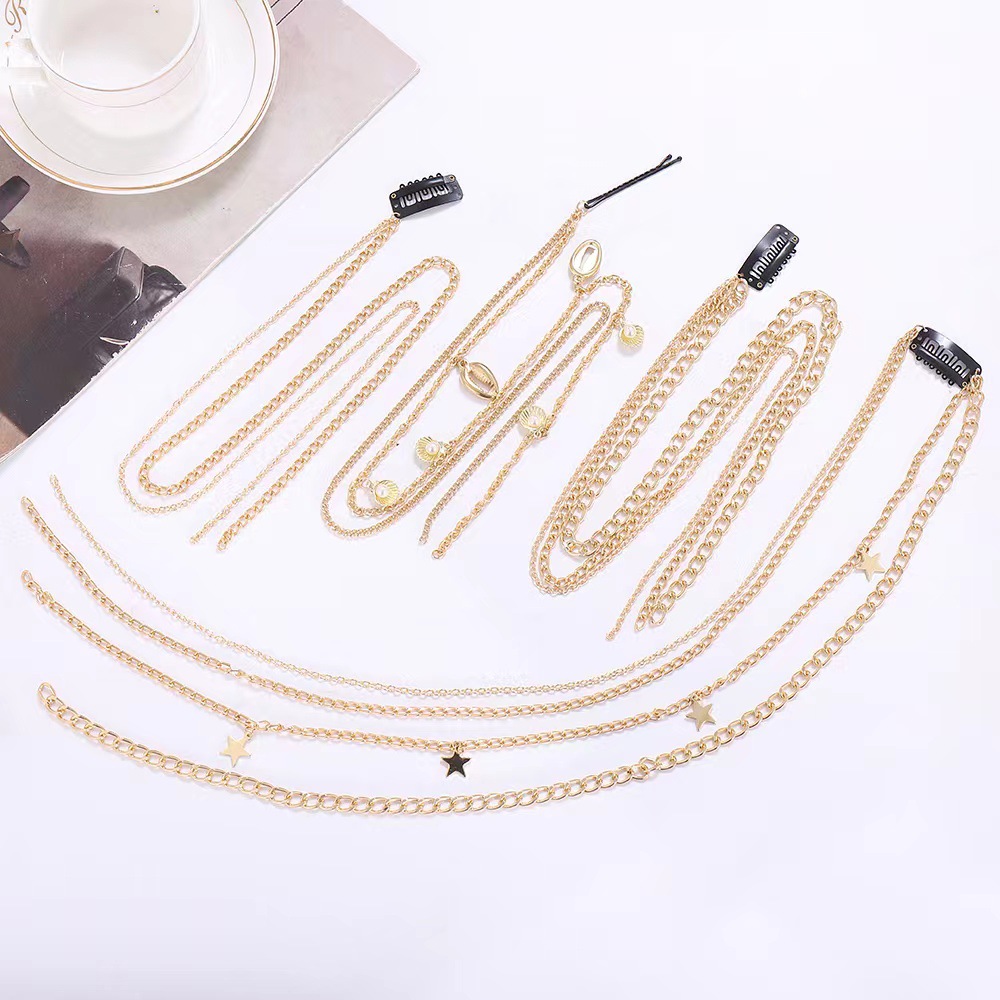 Women's Simple Style Tassel Metal Plating Inlay Pearl Hair Clip Hair Chain display picture 2
