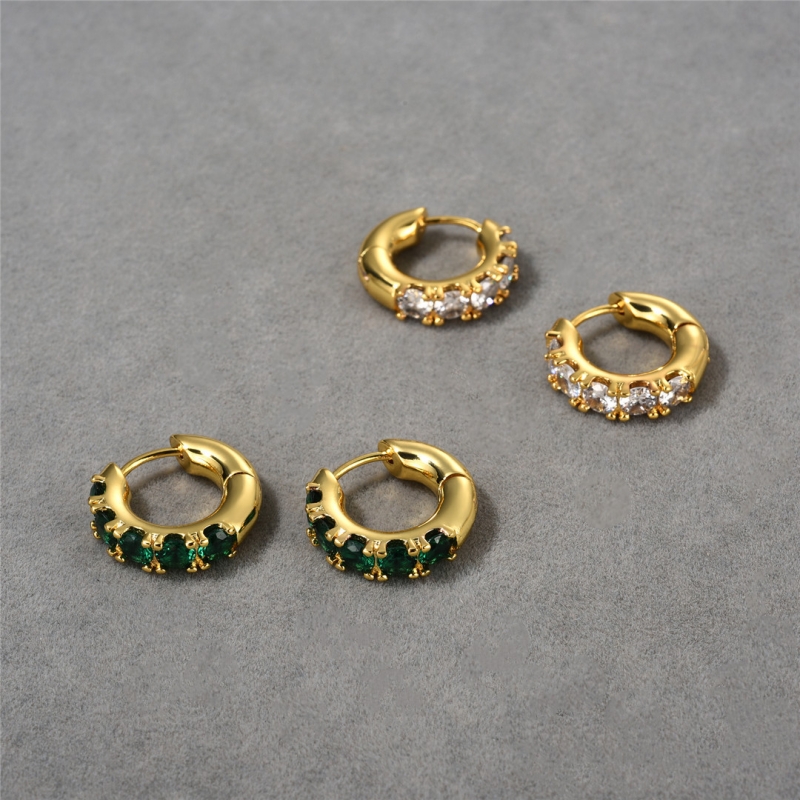 1 Pair Elegant Vintage Style Round Plating Inlay Copper Zircon Gold Plated Hoop Earrings display picture 6