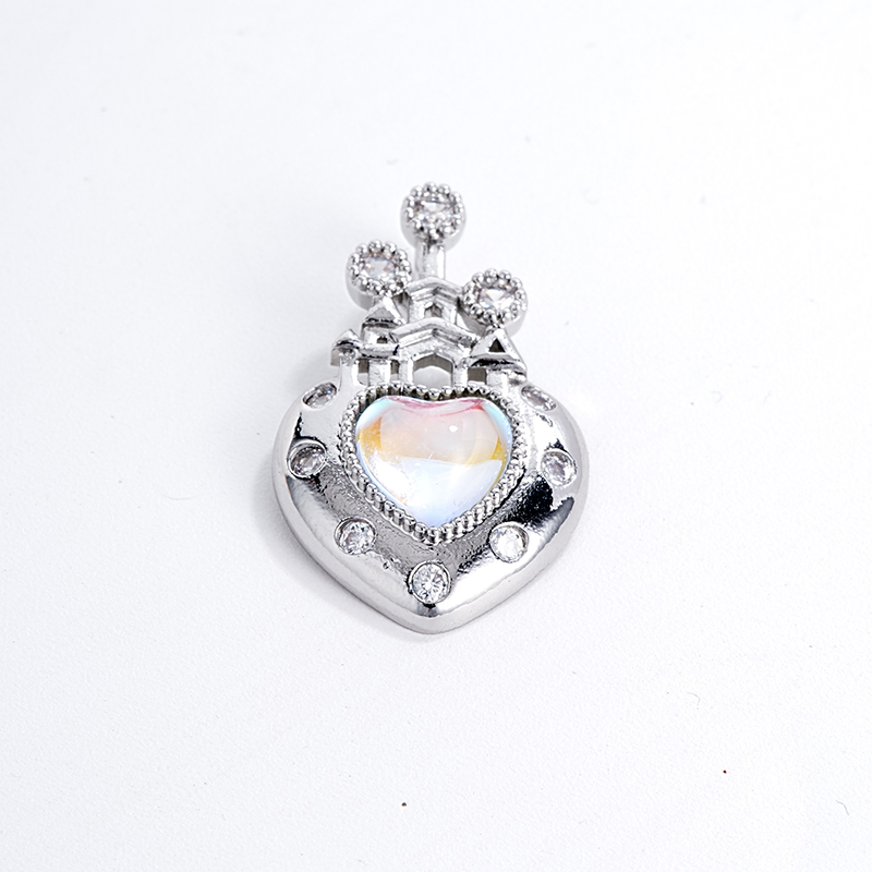 1 Piece 304 Stainless Steel Copper Crystal Glass Zircon K Gold Plated Castle Heart Shape display picture 5