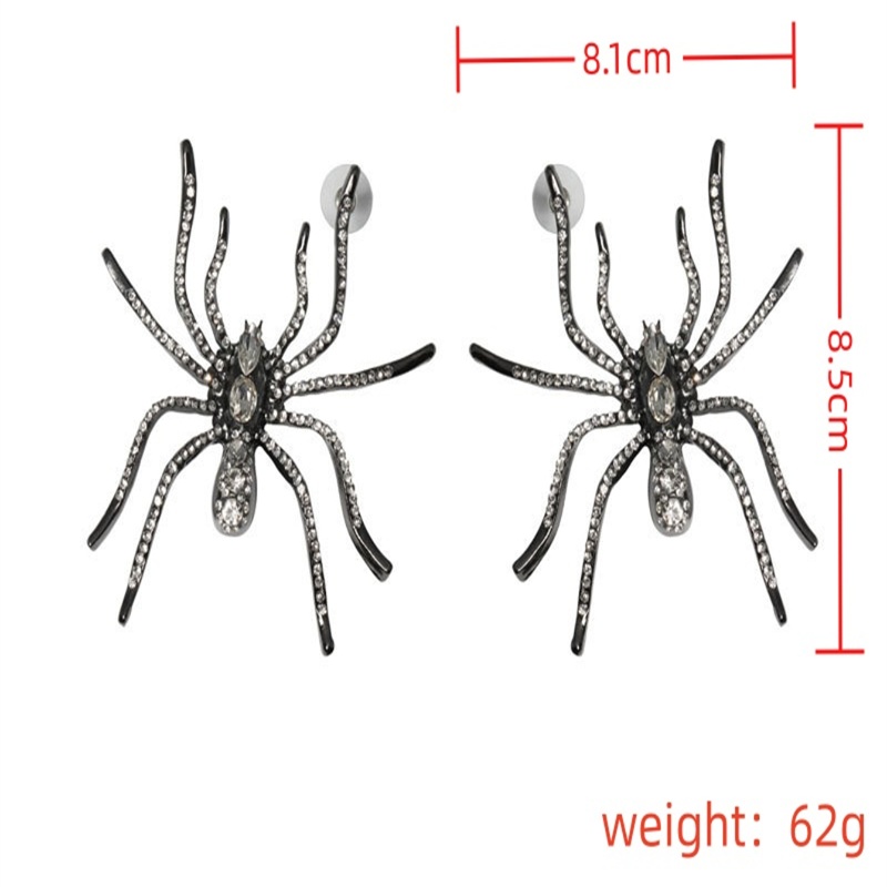 1 Pair Ig Style Exaggerated Spider Plating Inlay Alloy Rhinestones Silver Plated Drop Earrings display picture 13