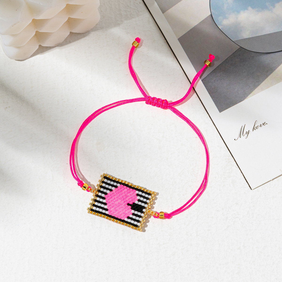 Ig Style Ethnic Style Geometric Heart Shape Glass Handmade Unisex Bracelets display picture 1