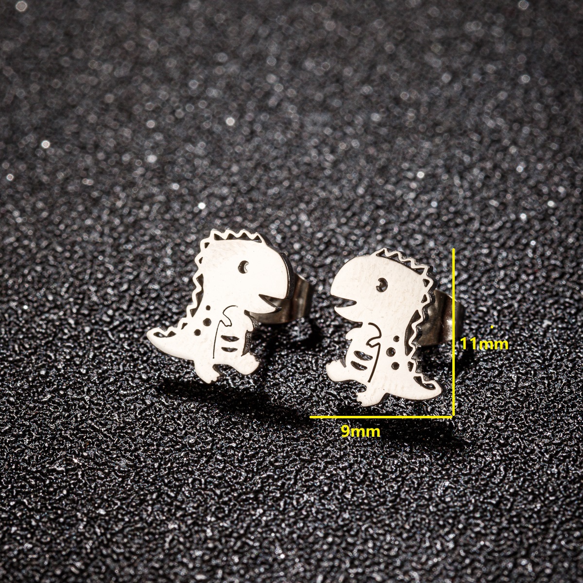 1 Pair Ig Style Cute Dinosaur Polishing Plating Stainless Steel 18k Gold Plated Ear Studs display picture 2
