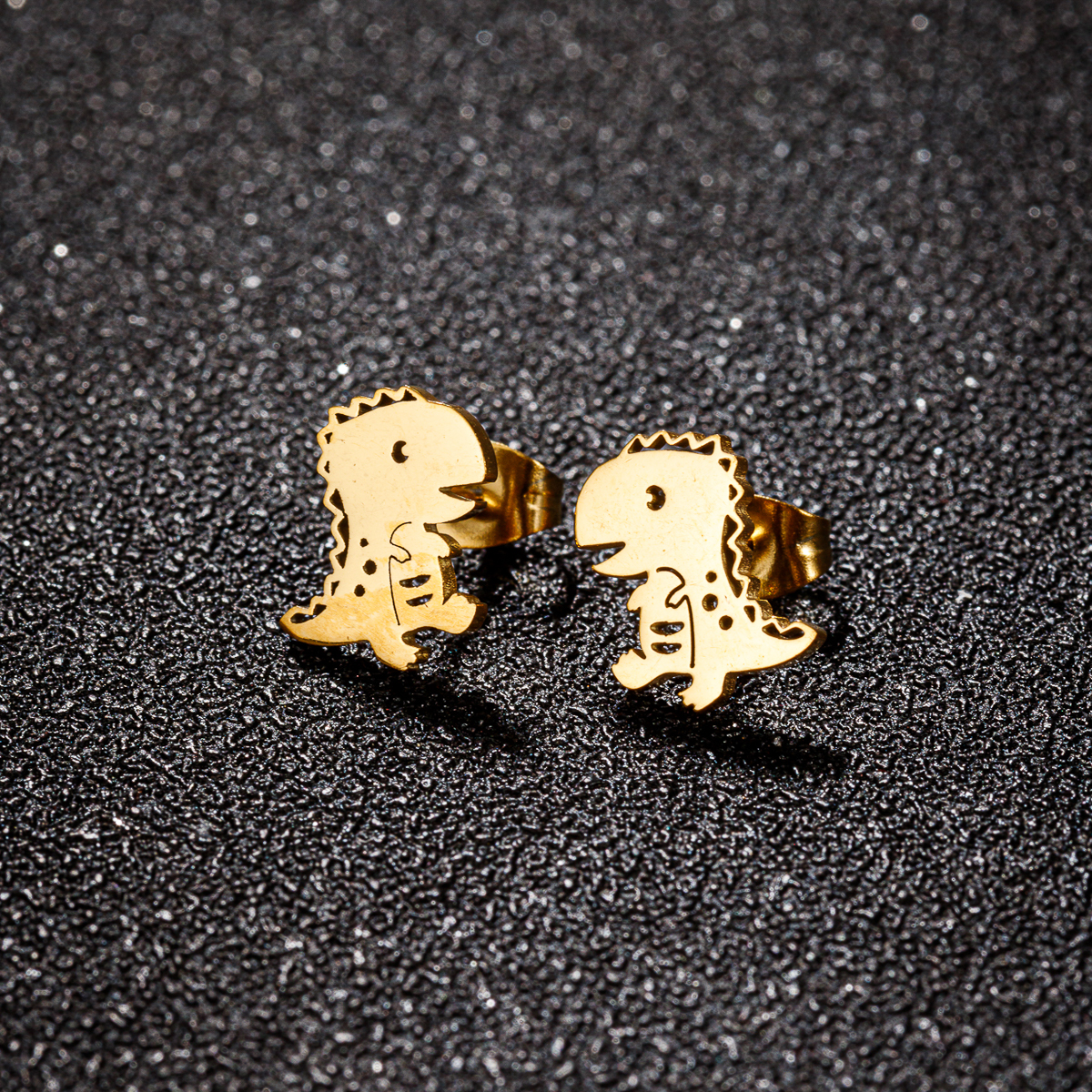 1 Pair Ig Style Cute Dinosaur Polishing Plating Stainless Steel 18k Gold Plated Ear Studs display picture 8