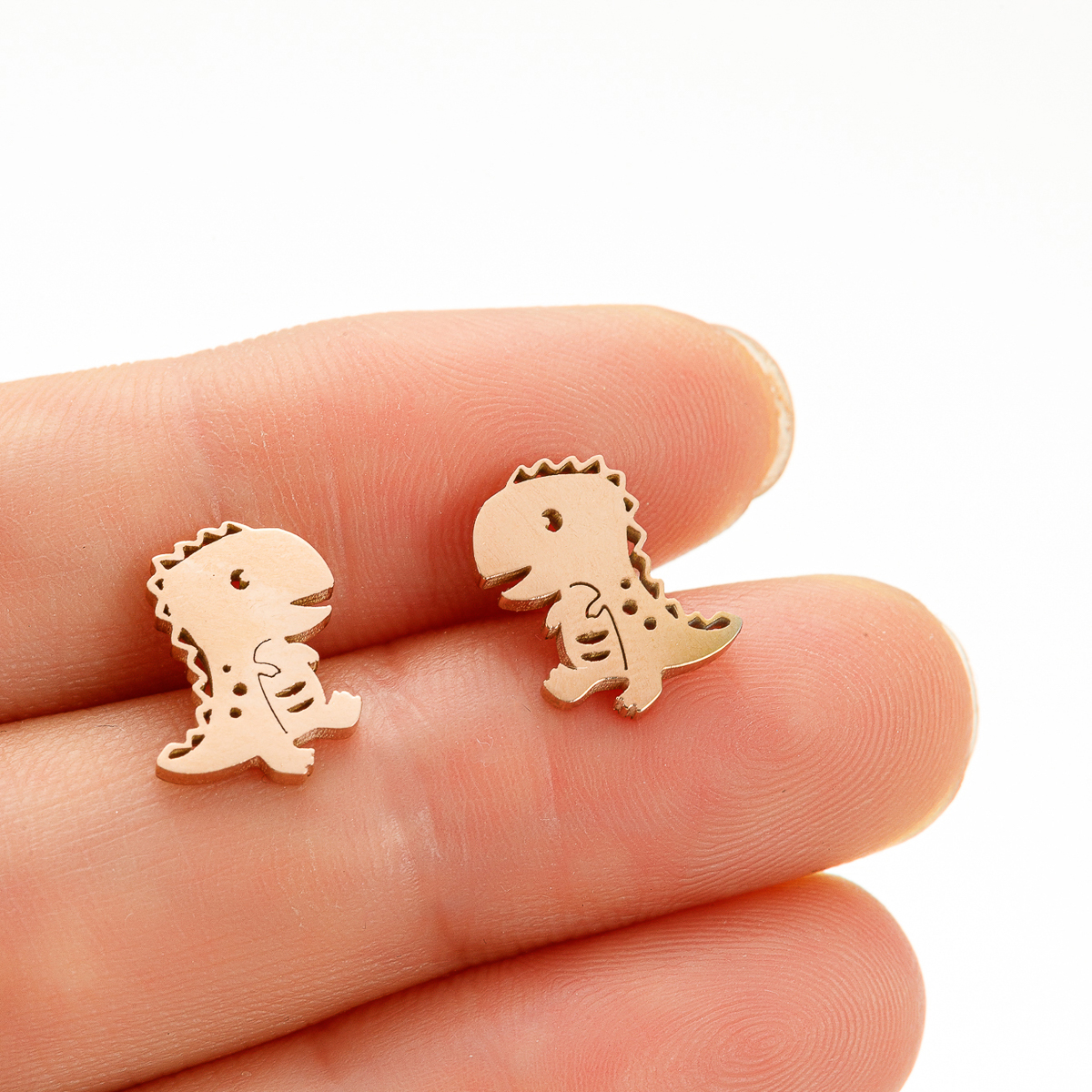 1 Pair Ig Style Cute Dinosaur Polishing Plating Stainless Steel 18k Gold Plated Ear Studs display picture 6