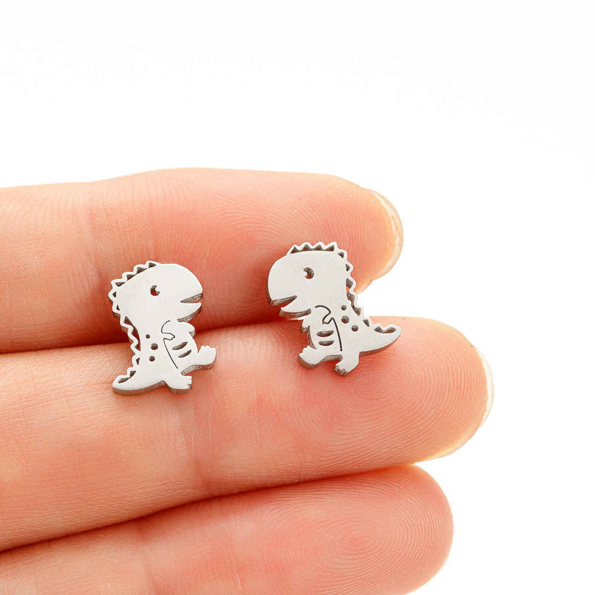 1 Pair Ig Style Cute Dinosaur Polishing Plating Stainless Steel 18k Gold Plated Ear Studs display picture 4