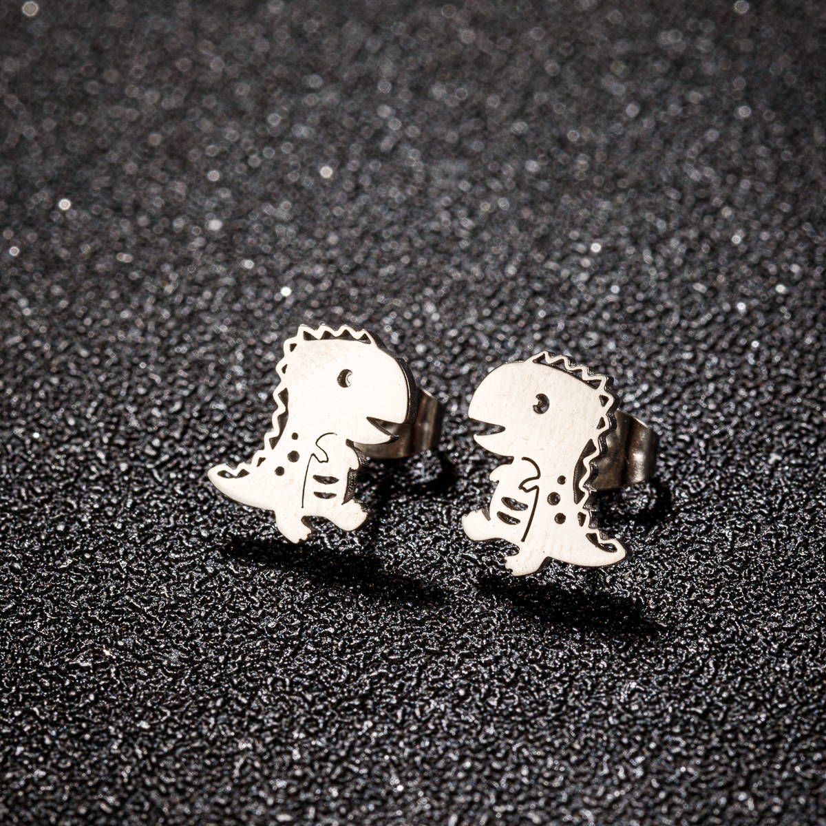 1 Pair Ig Style Cute Dinosaur Polishing Plating Stainless Steel 18k Gold Plated Ear Studs display picture 9