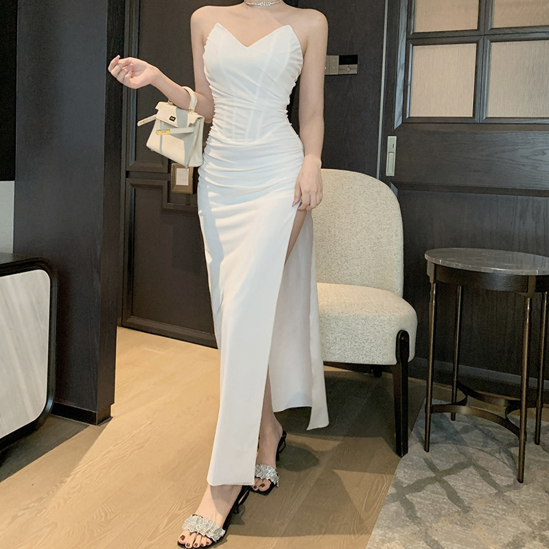 Women's Party Dress Elegant Sexy Strapless Sleeveless Solid Color Maxi Long Dress Banquet Party display picture 1