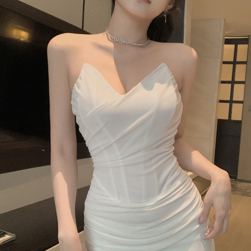Women's Party Dress Elegant Sexy Strapless Sleeveless Solid Color Maxi Long Dress Banquet Party display picture 3