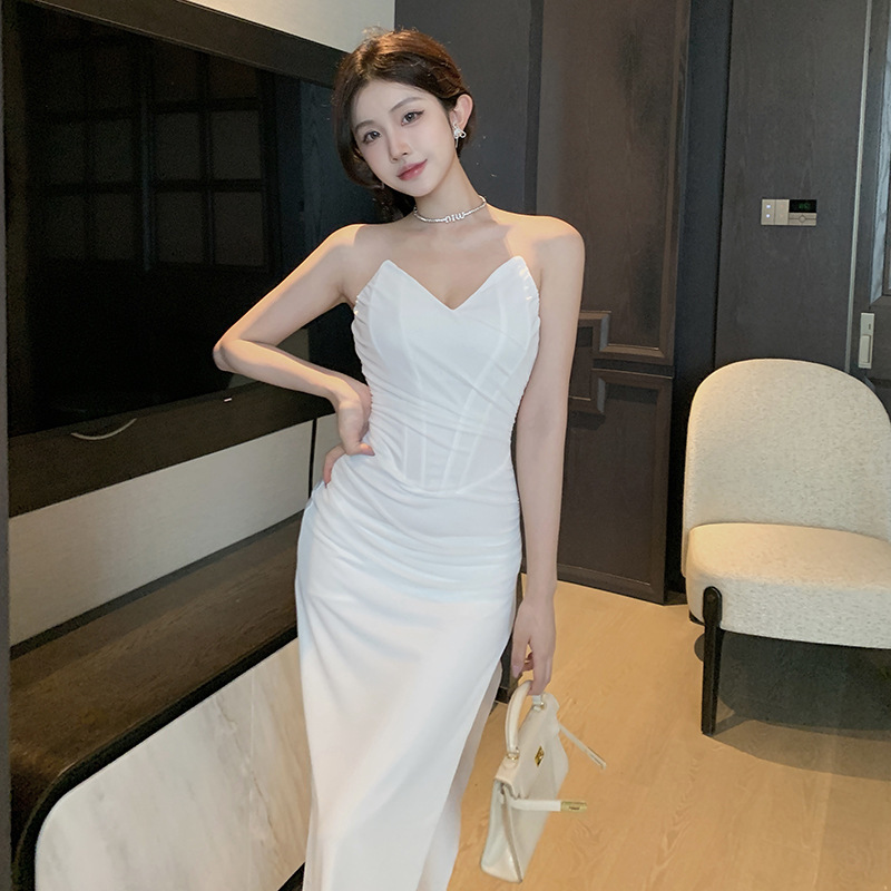 Women's Party Dress Elegant Sexy Strapless Sleeveless Solid Color Maxi Long Dress Banquet Party display picture 7