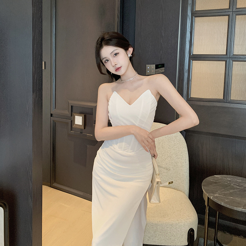 Women's Party Dress Elegant Sexy Strapless Sleeveless Solid Color Maxi Long Dress Banquet Party display picture 8