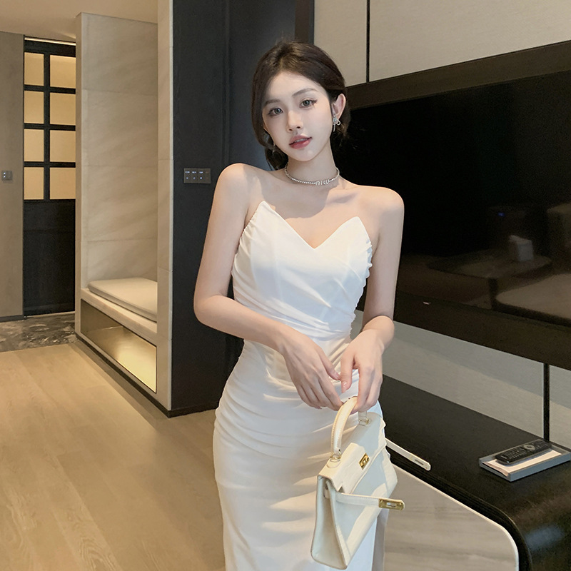 Women's Party Dress Elegant Sexy Strapless Sleeveless Solid Color Maxi Long Dress Banquet Party display picture 9