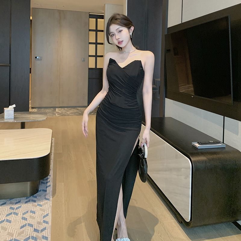 Women's Party Dress Elegant Sexy Strapless Sleeveless Solid Color Maxi Long Dress Banquet Party display picture 15