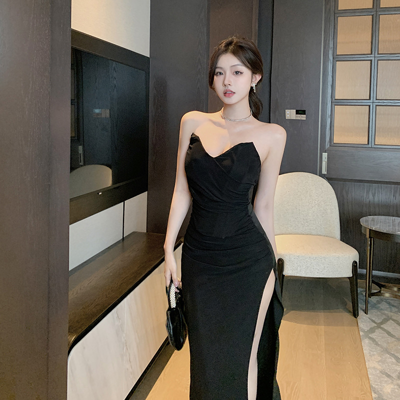 Women's Party Dress Elegant Sexy Strapless Sleeveless Solid Color Maxi Long Dress Banquet Party display picture 16