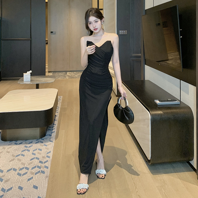 Women's Party Dress Elegant Sexy Strapless Sleeveless Solid Color Maxi Long Dress Banquet Party display picture 18