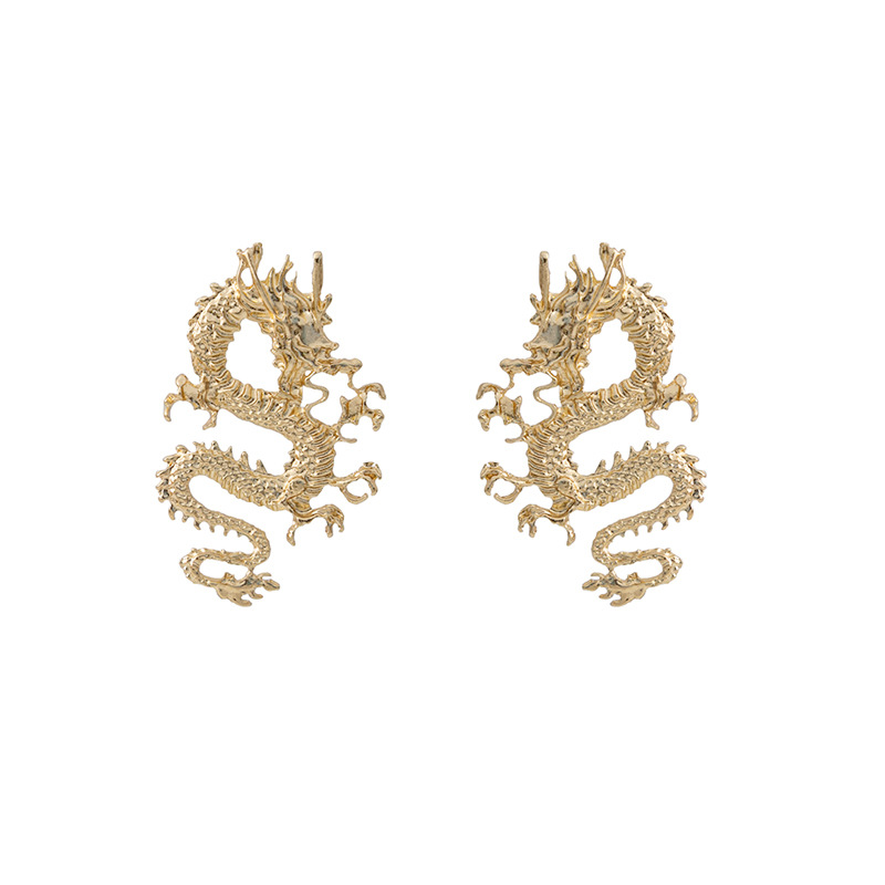 1 Pair Vintage Style Simple Style Dragon Irregular Plating Alloy Gold Plated Ear Studs display picture 1