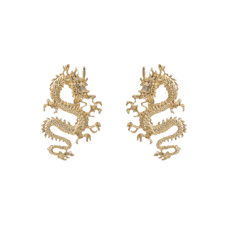 1 Paire Style Vintage Style Simple Dragon Irrégulière Placage Alliage Plaqué Or Boucles D'oreilles display picture 1