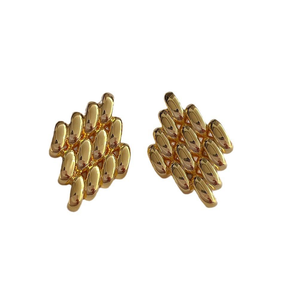 1 Par Estilo Ig Rombo Enchapado Cobre Chapado En Oro De 18 Quilates. Pendientes display picture 1