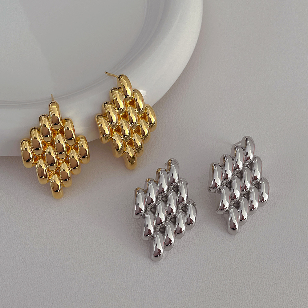 1 Pair Ig Style Rhombus Plating Copper 18k Gold Plated Ear Studs display picture 7