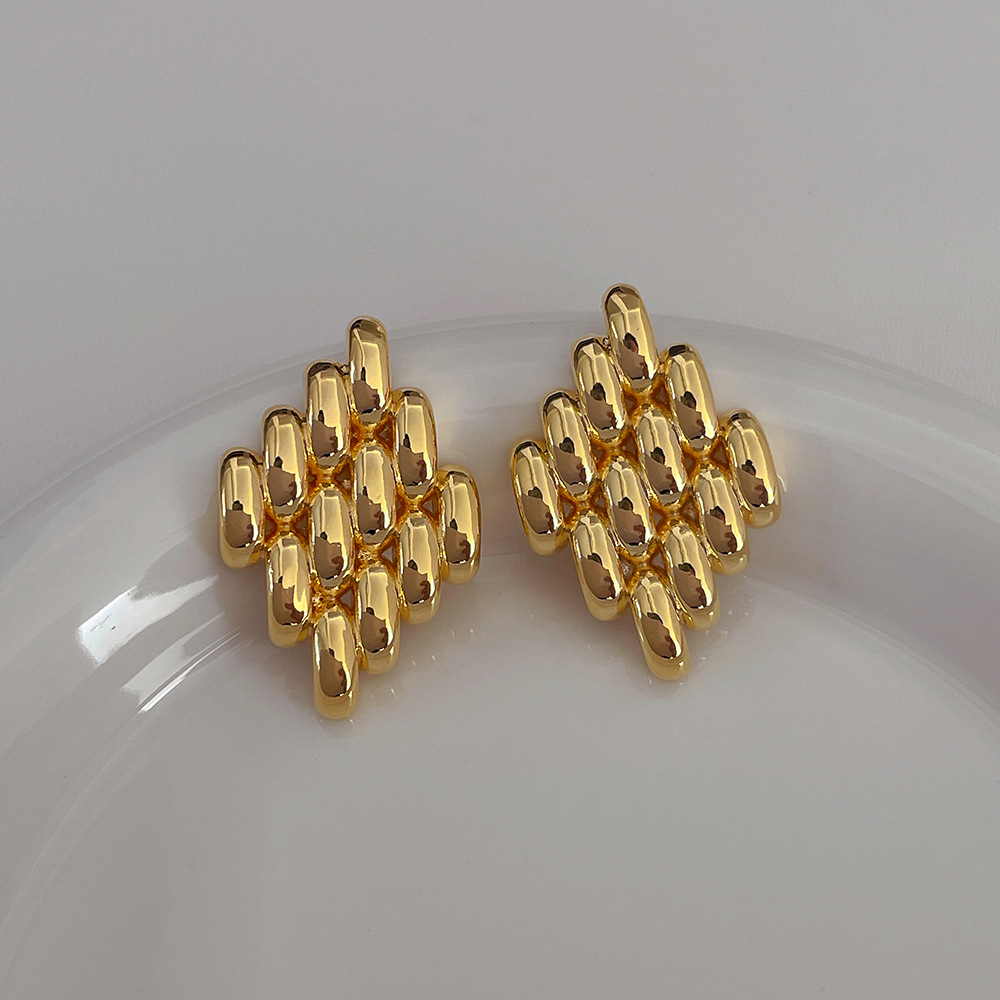 1 Pair Ig Style Rhombus Plating Copper 18k Gold Plated Ear Studs display picture 5