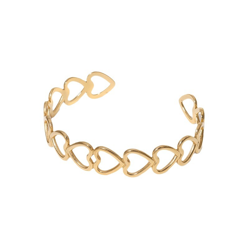 Vintage Style Simple Style Heart Shape 304 Stainless Steel 18K Gold Plated Bangle In Bulk display picture 1