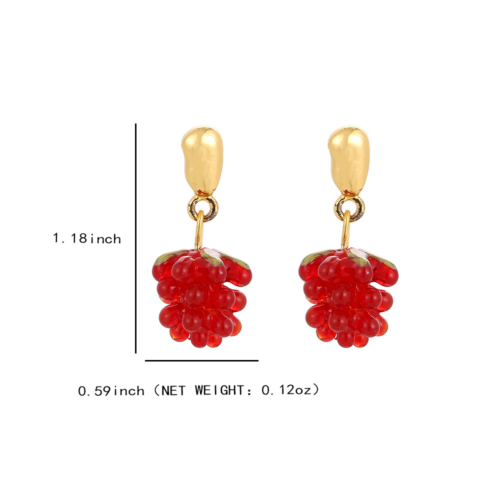 1 Pair Sweet Fruit Plating Glass 18k Gold Plated Drop Earrings display picture 1