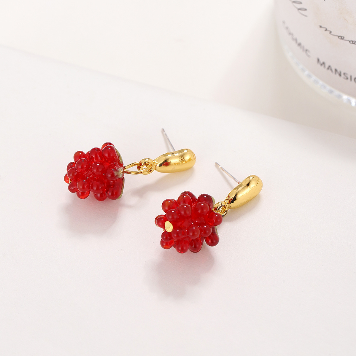 1 Pair Sweet Fruit Plating Glass 18k Gold Plated Drop Earrings display picture 3