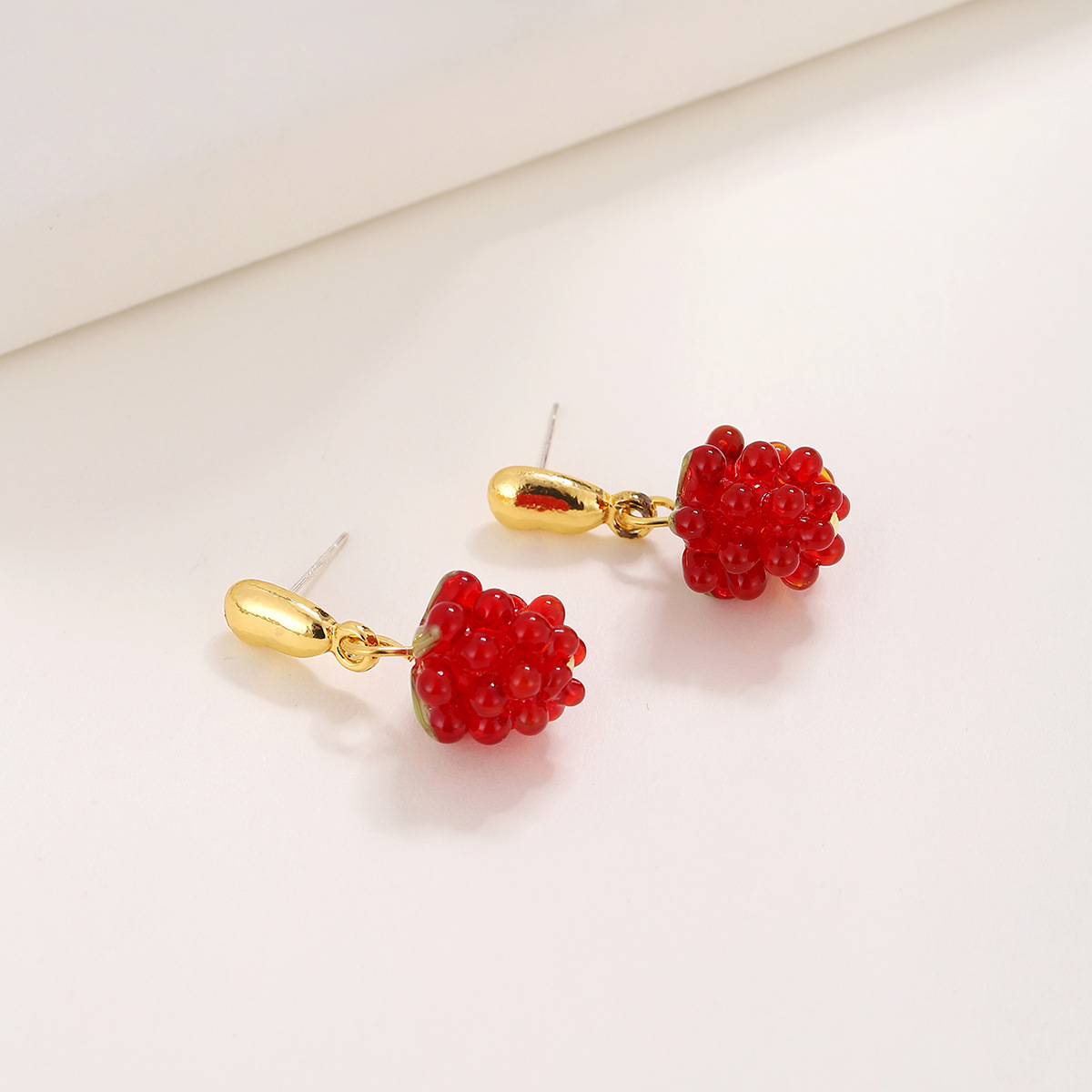 1 Pair Sweet Fruit Plating Glass 18k Gold Plated Drop Earrings display picture 5