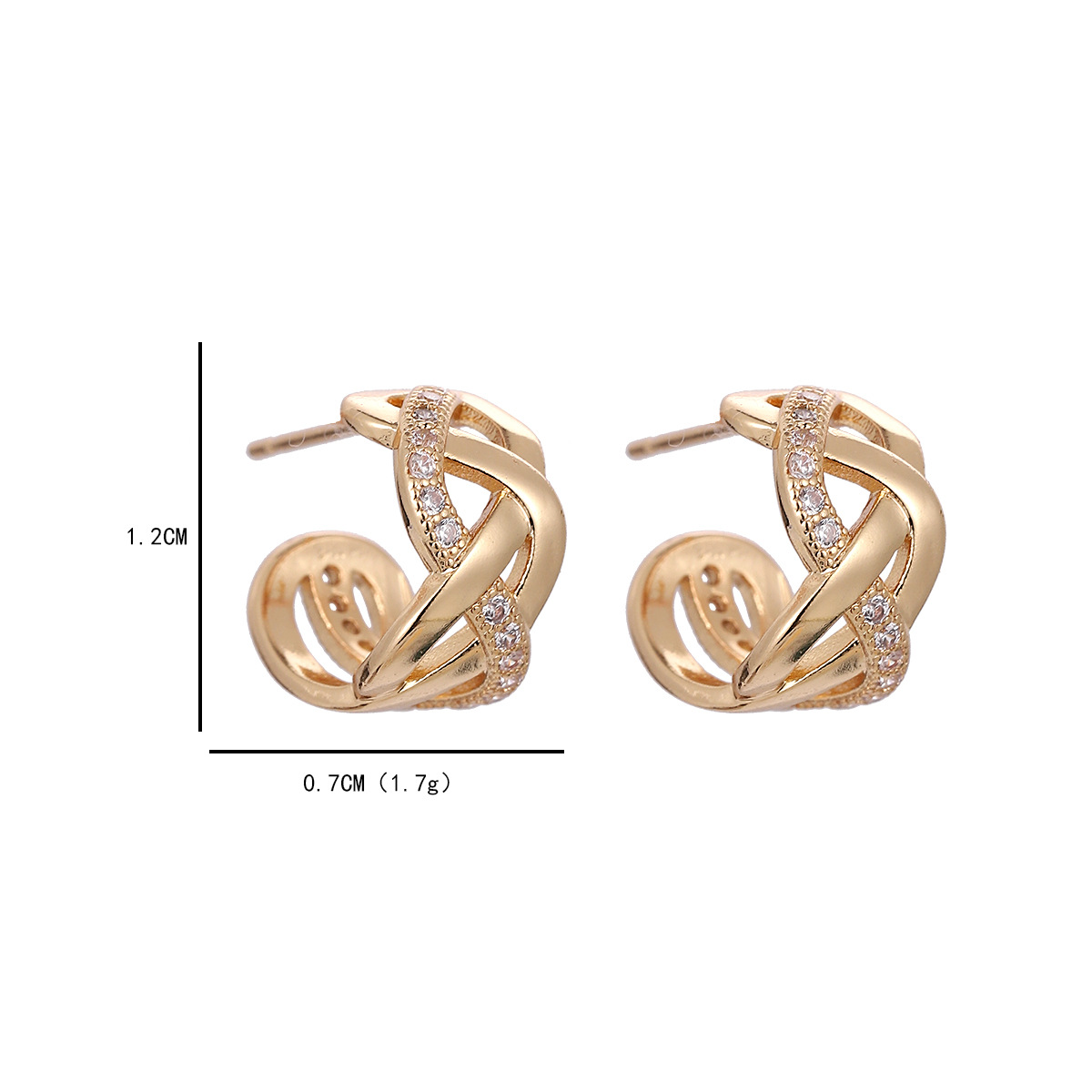 1 Pair Vintage Style Geometric Solid Color Plating Copper Ear Studs display picture 1