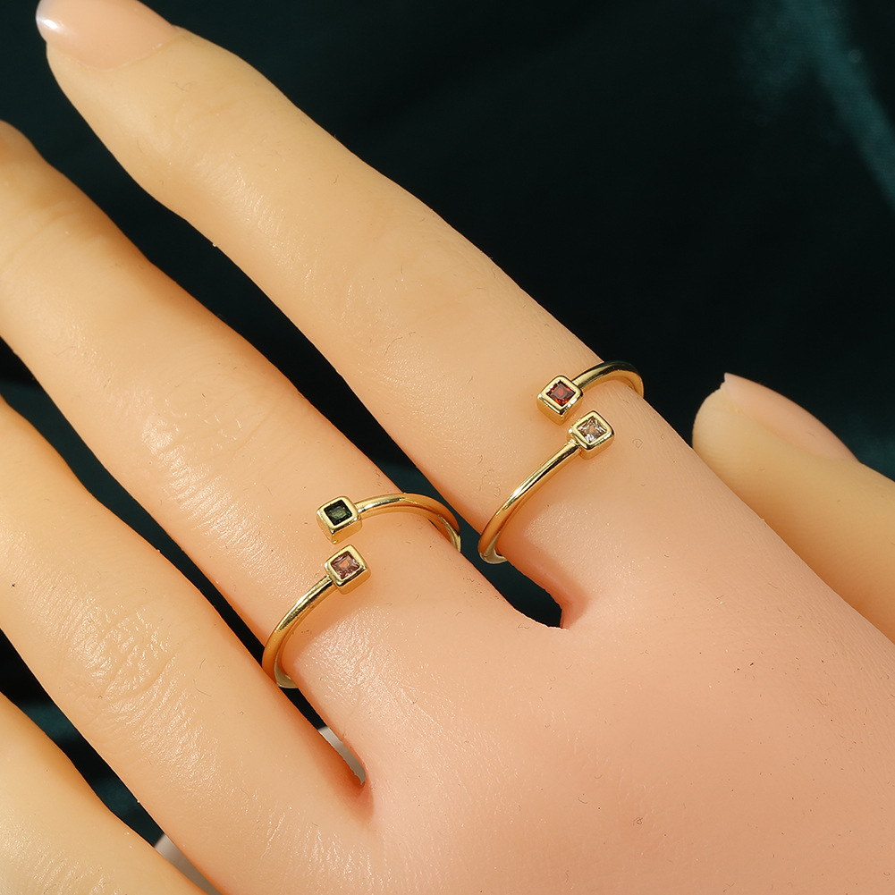 Simple Style Commute Color Block Copper Zircon Rings In Bulk display picture 3