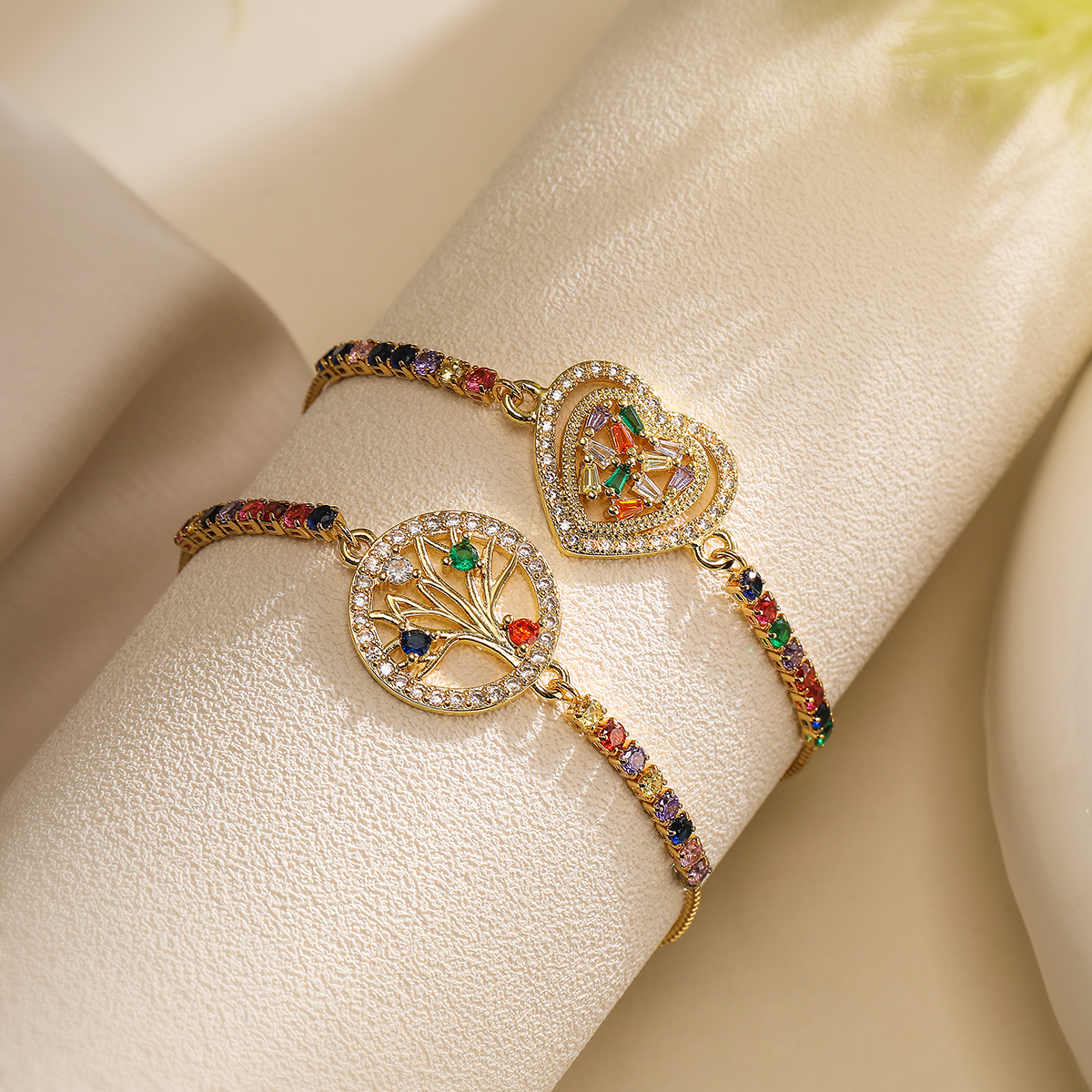 Simple Style Commute Bc1035 Lucky Tree Copper 18k Gold Plated Zircon Bracelets In Bulk display picture 5