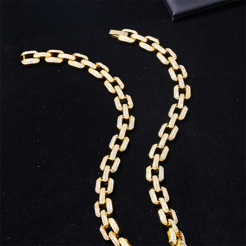 Hip-hop Punk Rectangle Alloy Plating Chain Inlay Rhinestones White Gold Plated Gold Plated Men's Jewelry Set display picture 8