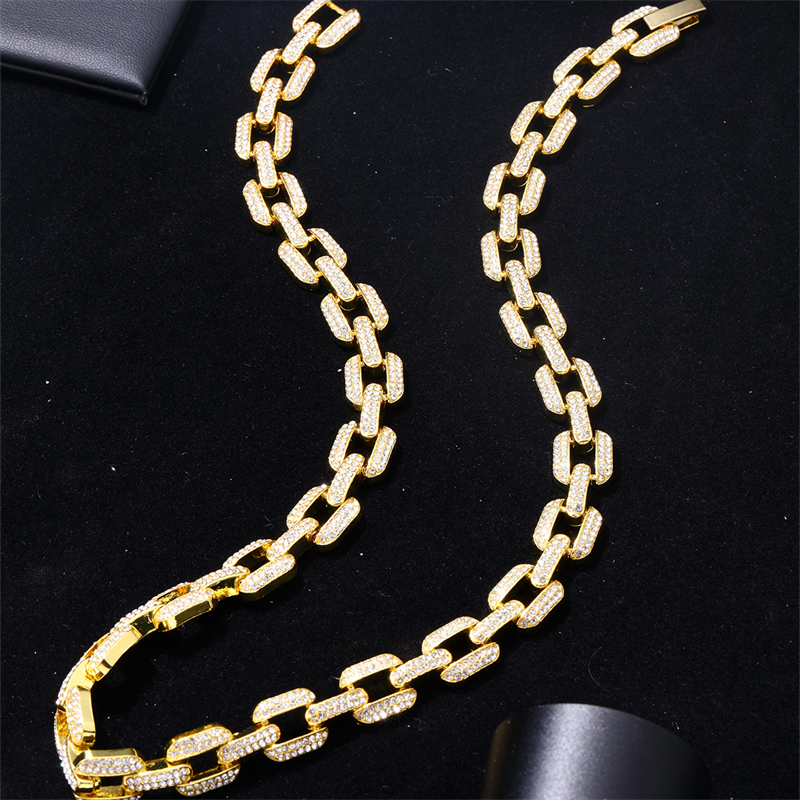 Hip-hop Punk Rectangle Alloy Plating Chain Inlay Rhinestones White Gold Plated Gold Plated Men's Jewelry Set display picture 10