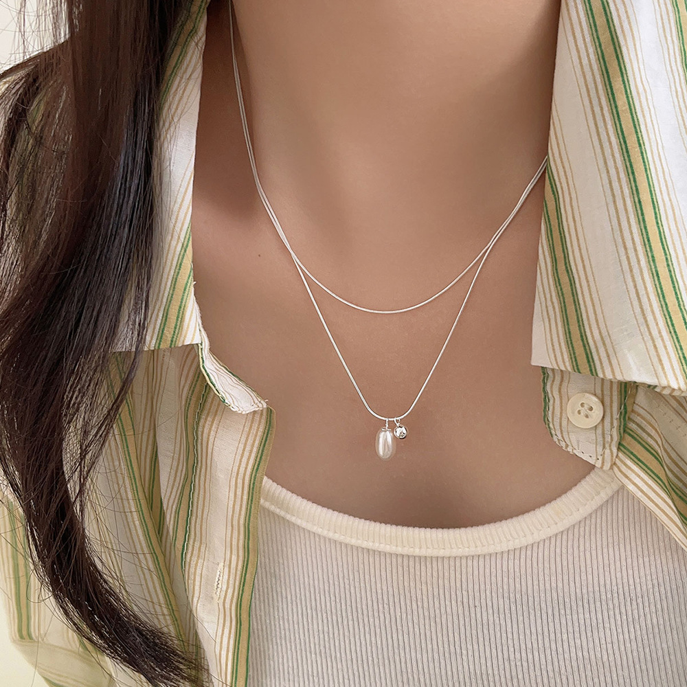 Casual Water Droplets Sterling Silver Plating Inlay Freshwater Pearl Silver Plated Pendant Necklace display picture 1
