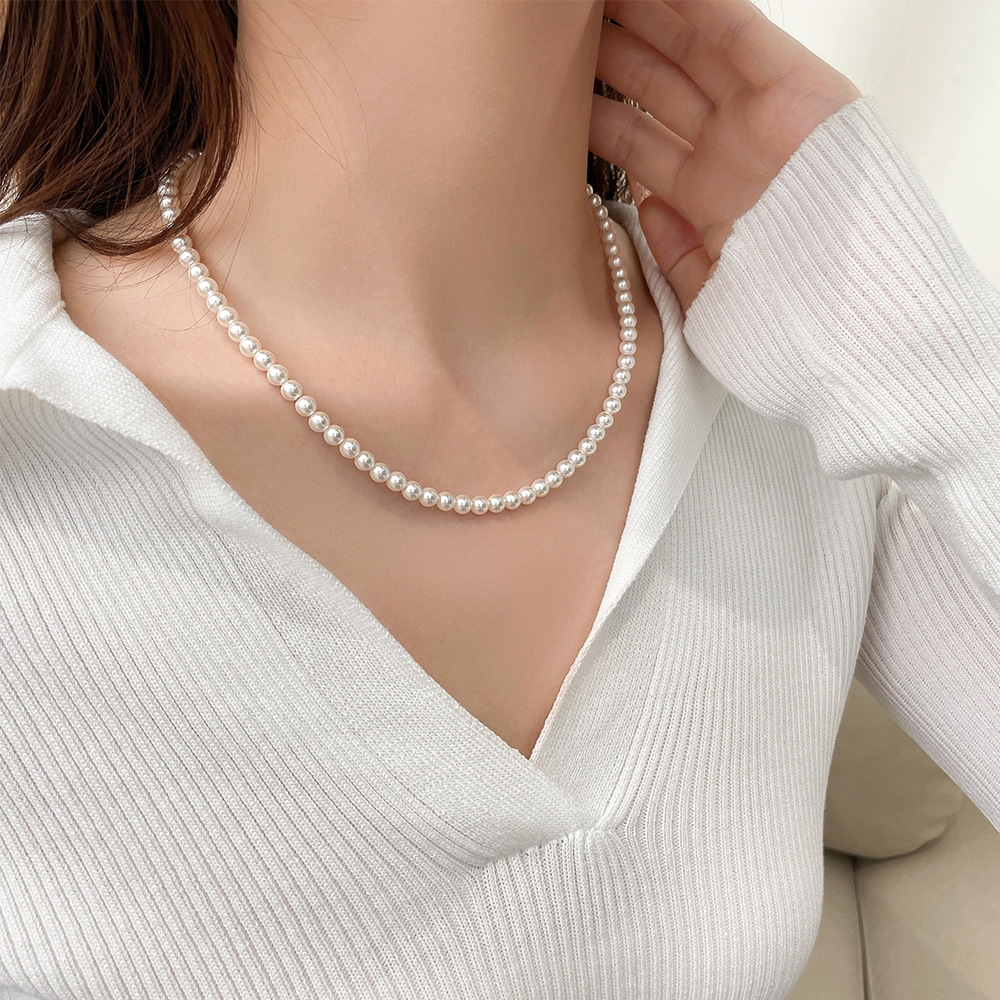 Casual Solid Color Freshwater Pearl Sterling Silver Beaded Plating 24k Gold Plated White Gold Plated Necklace display picture 1
