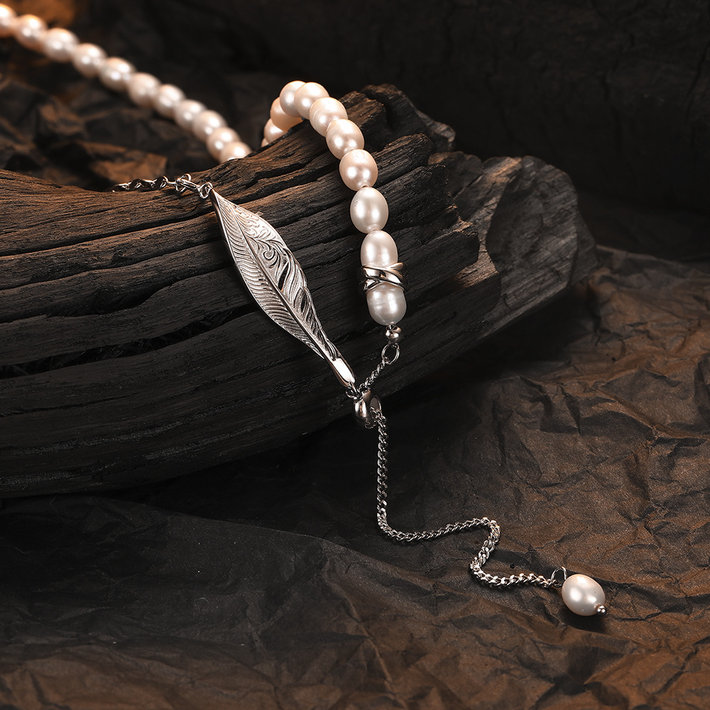 Casual Tassel Freshwater Pearl Sterling Silver Plating White Gold Plated Pendant Necklace display picture 5