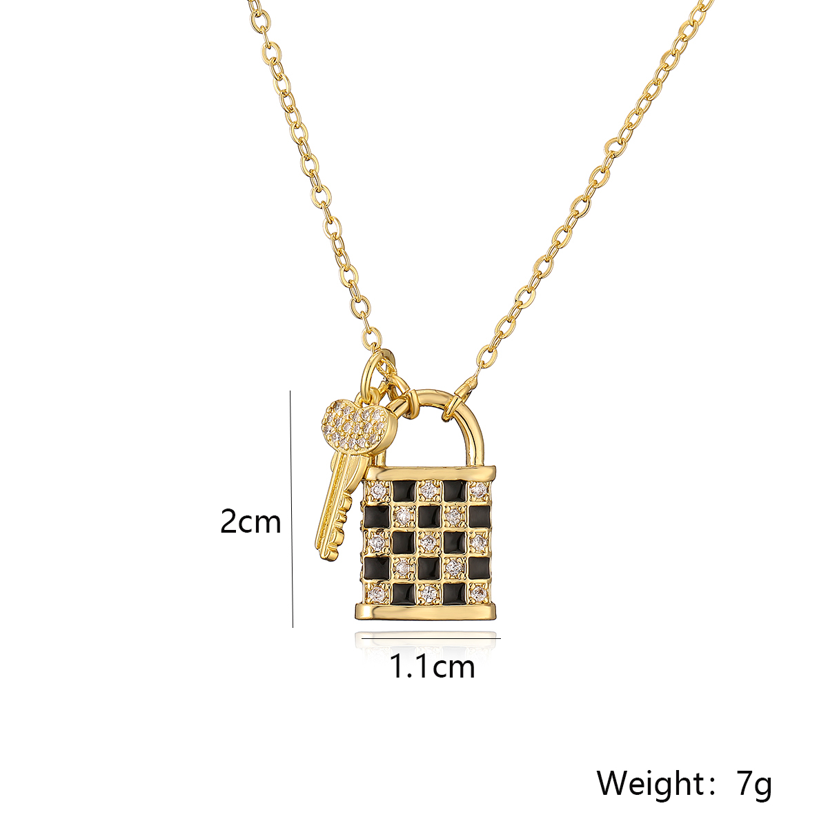 Simple Style Commute Key Copper 18k Gold Plated Zircon Pendant Necklace In Bulk display picture 1