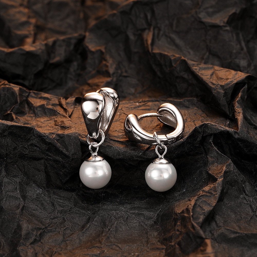 1 Pair Casual Pearl Plating Inlay Sterling Silver Shell 24k Gold Plated White Gold Plated Earrings display picture 2