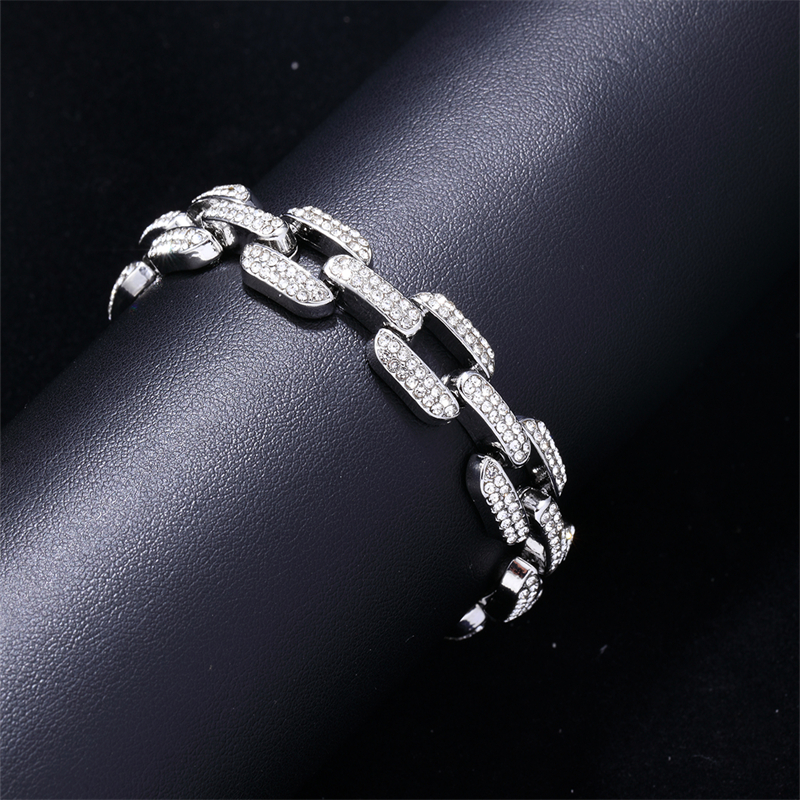 Hip-hop Punk Rectangle Alloy Plating Chain Inlay Rhinestones White Gold Plated Gold Plated Men's Jewelry Set display picture 2