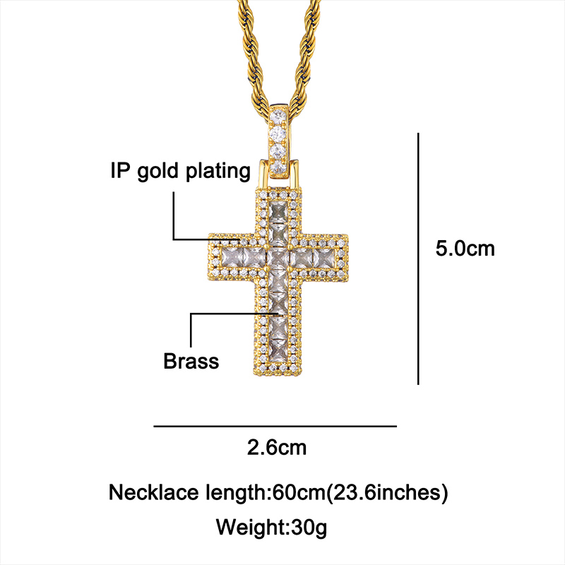 Hip-hop Simple Style Cross Copper Plating Inlay Zircon Unisex Pendant Necklace display picture 5