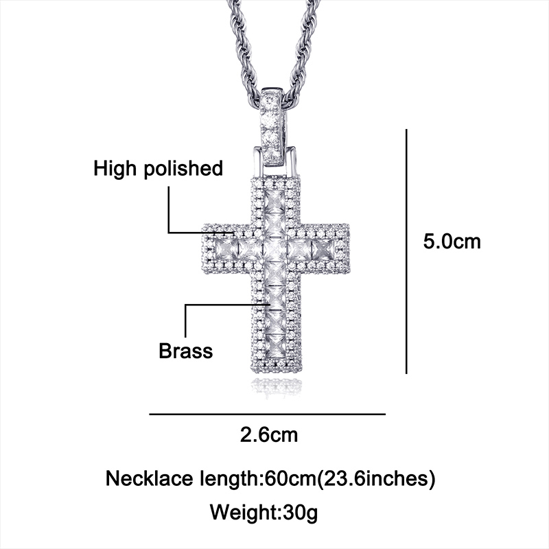 Hip-hop Simple Style Cross Copper Plating Inlay Zircon Unisex Pendant Necklace display picture 7