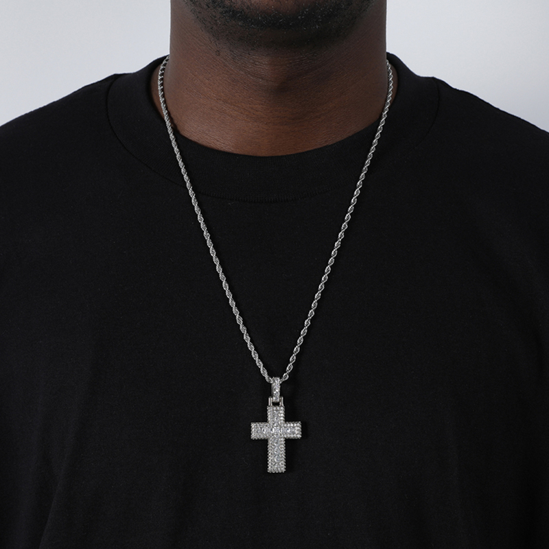 Hip-hop Simple Style Cross Copper Plating Inlay Zircon Unisex Pendant Necklace display picture 8