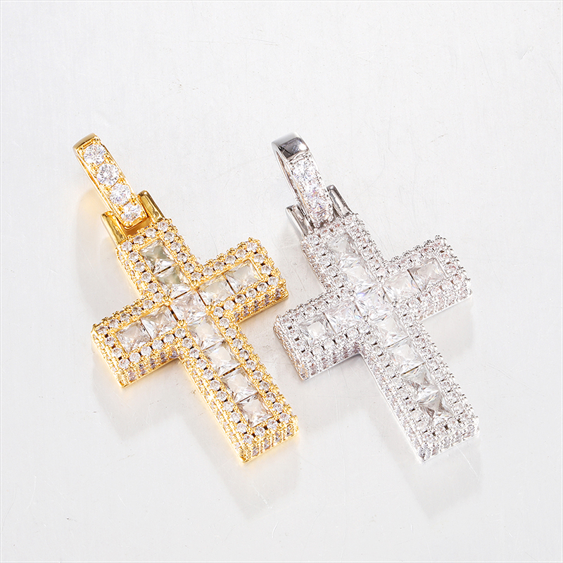 Hip-hop Simple Style Cross Copper Plating Inlay Zircon Unisex Pendant Necklace display picture 1
