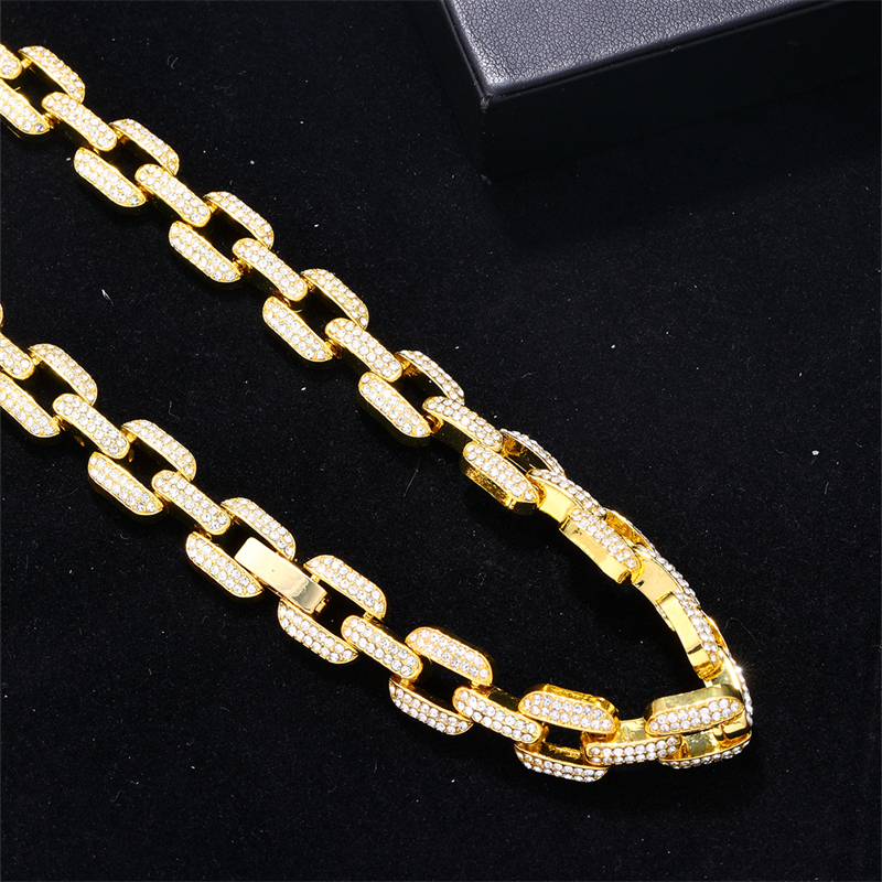 Hip-hop Punk Rectangle Alloy Plating Chain Inlay Rhinestones White Gold Plated Gold Plated Men's Jewelry Set display picture 16