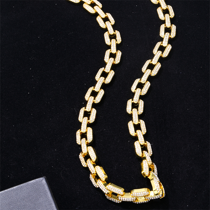 Hip-hop Punk Rectangle Alloy Plating Chain Inlay Rhinestones White Gold Plated Gold Plated Men's Jewelry Set display picture 15