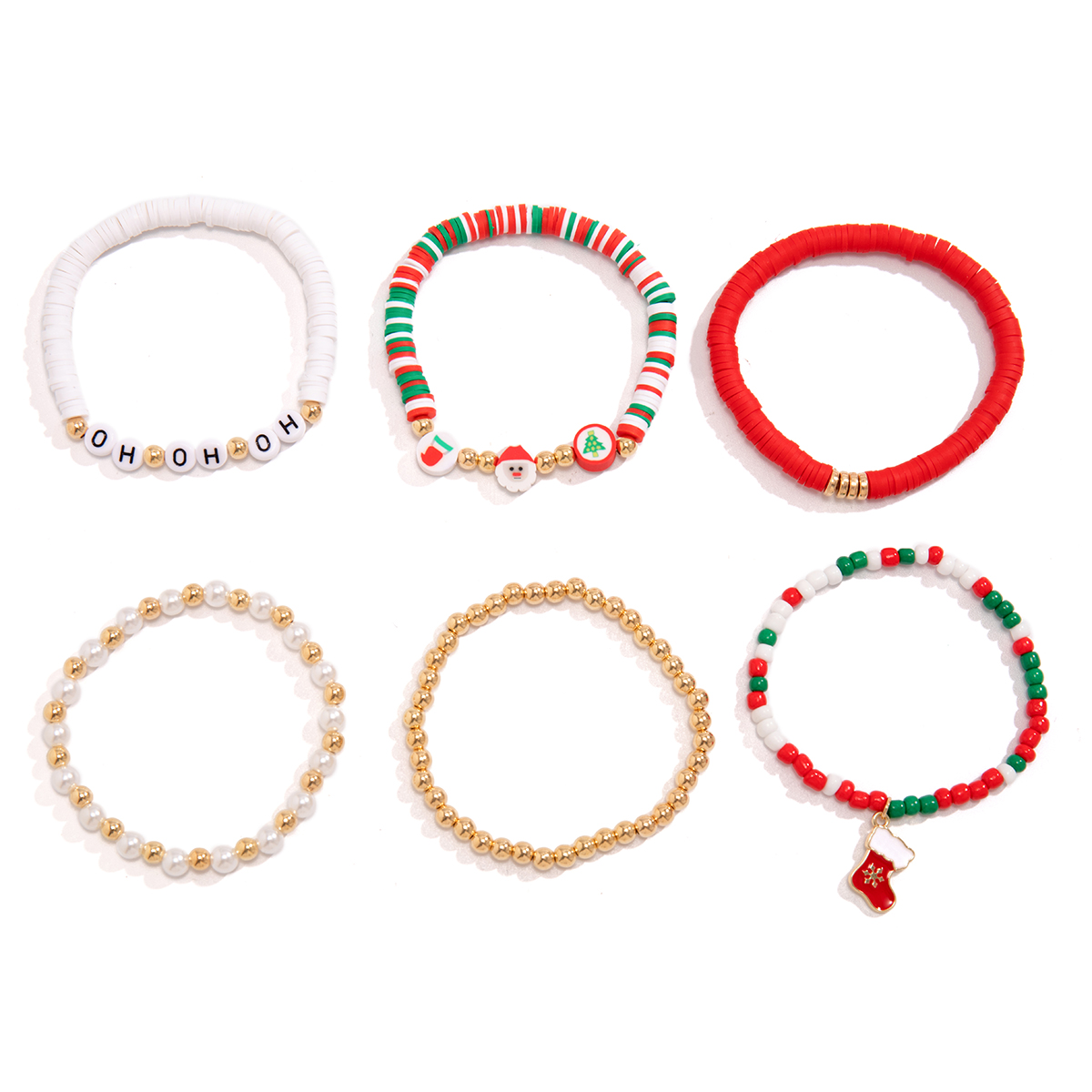 Exaggerated Classic Style Christmas Tree Santa Claus Letter Imitation Pearl Alloy Plastic Wholesale Bracelets display picture 4