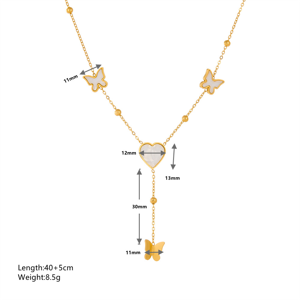 Acero Titanio Chapados en oro de 18k Elegante Enchapado Color Sólido Mariposa Acrílico Collar Colgante display picture 1