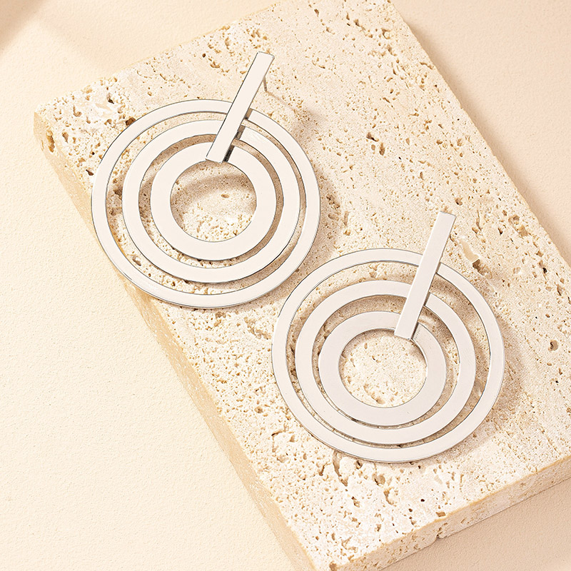 1 Paire Style Simple Rond Placage Alliage Plaqué Or Boucles D'oreilles display picture 1