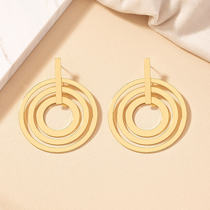 1 Pair Simple Style Round Plating Alloy Gold Plated Drop Earrings display picture 7