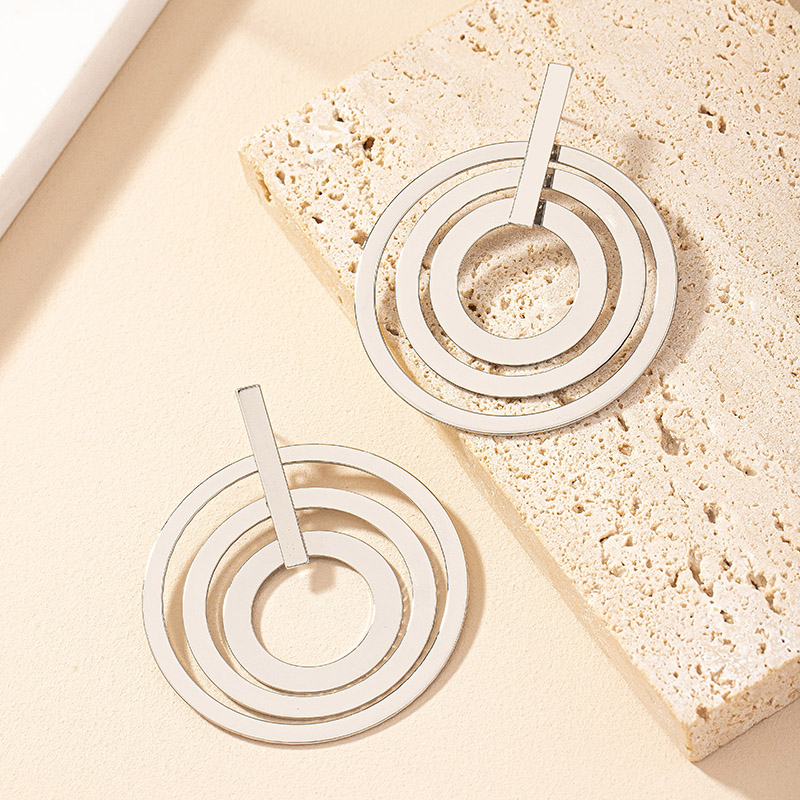 1 Paire Style Simple Rond Placage Alliage Plaqué Or Boucles D'oreilles display picture 2