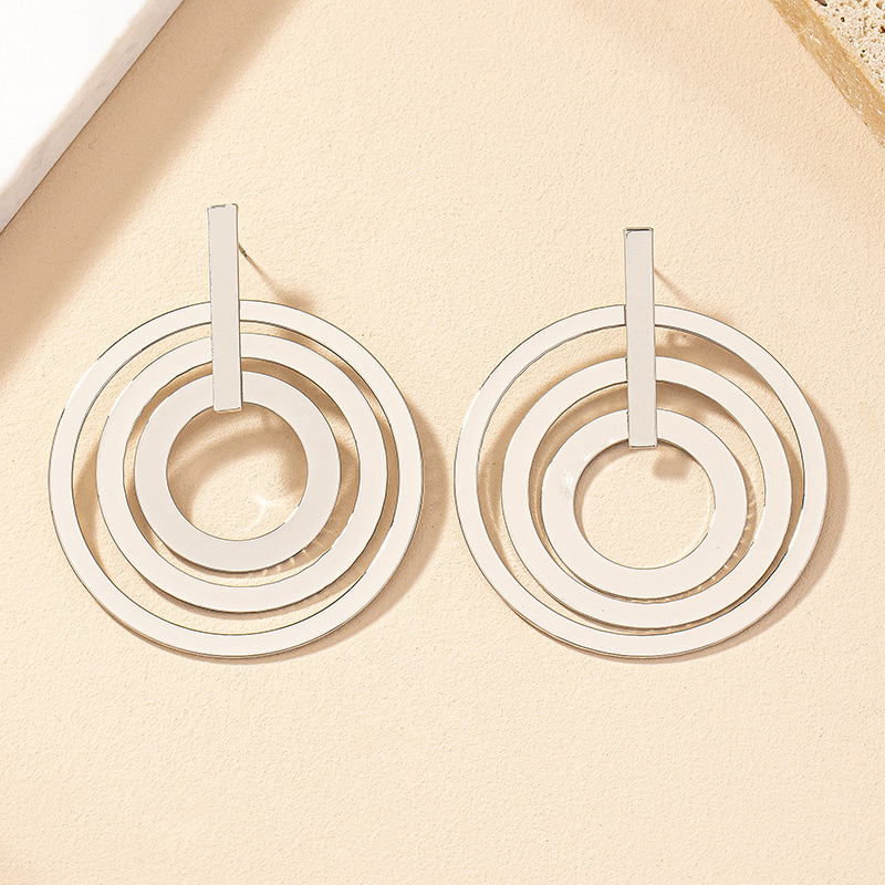 1 Pair Simple Style Round Plating Alloy Gold Plated Drop Earrings display picture 4